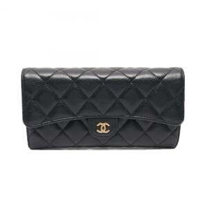 CHANEL Black Caviar Leather Wallet